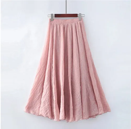 High Quality Cotton Linen Womens Maxi Skirt