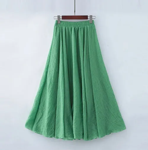 High Quality Cotton Linen Womens Maxi Skirt
