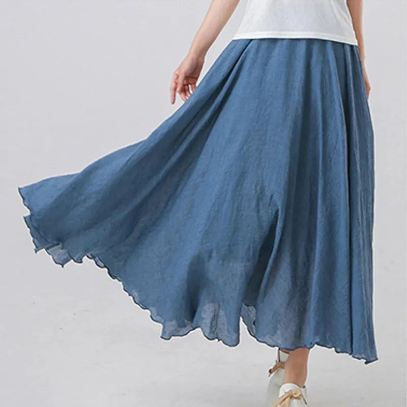 High Quality Cotton Linen Womens Maxi Skirt