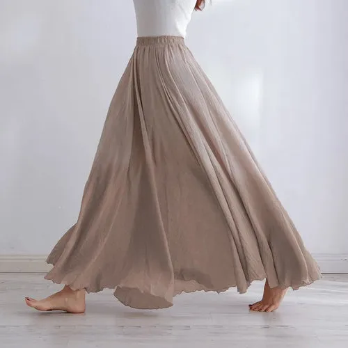 High Quality Cotton Linen Womens Maxi Skirt
