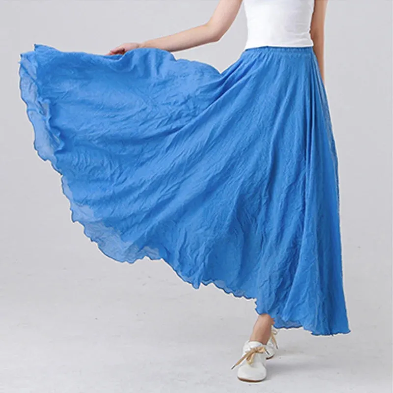 High Quality Cotton Linen Womens Maxi Skirt