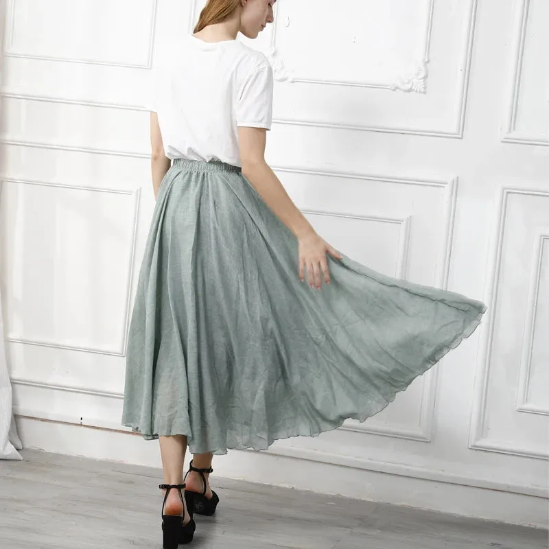 High Quality Cotton Linen Womens Maxi Skirt
