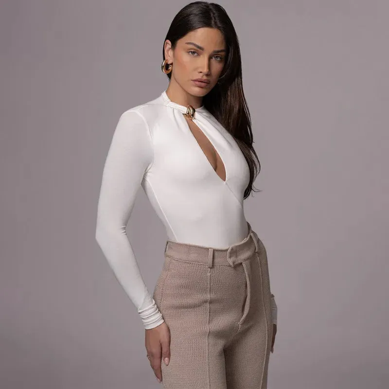Hollowed Out Long Sleeve Bodysuit