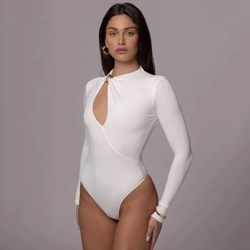 Hollowed Out Long Sleeve Bodysuit