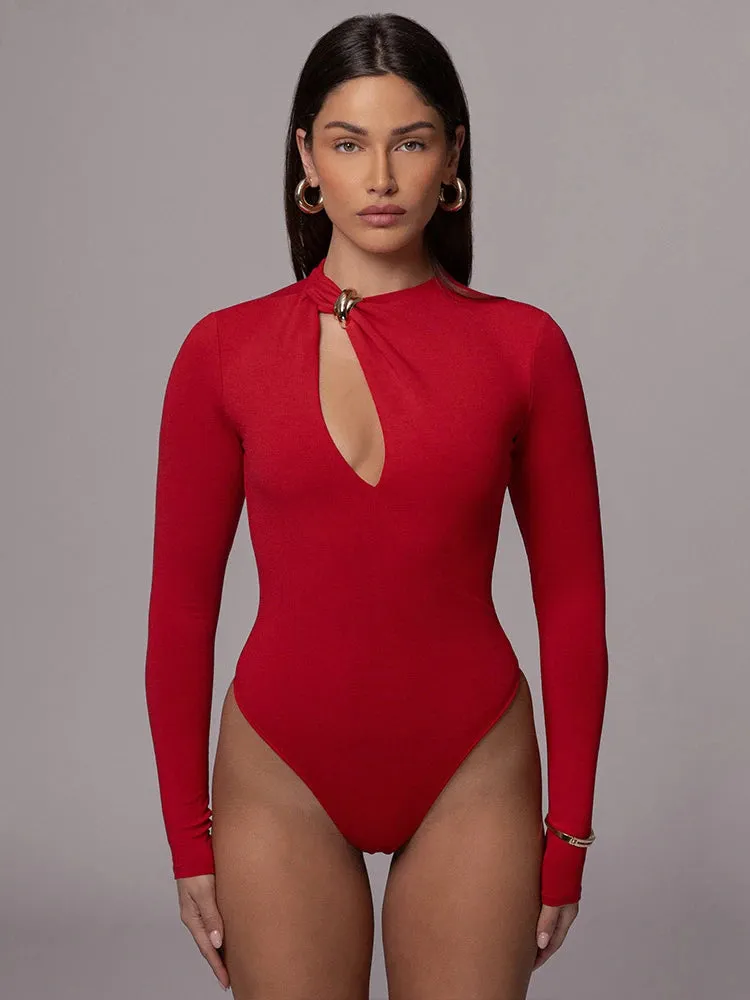 Hollowed Out Long Sleeve Bodysuit