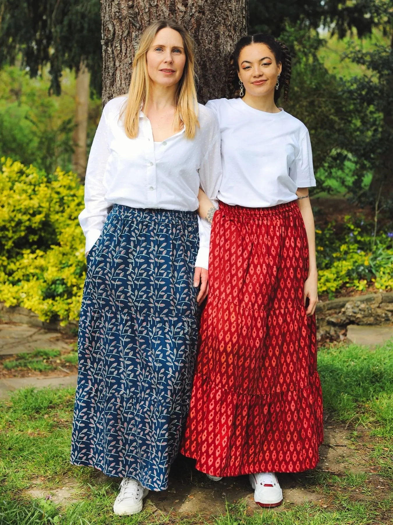 Indigo Organic Cotton Tiered Maxi Skirt