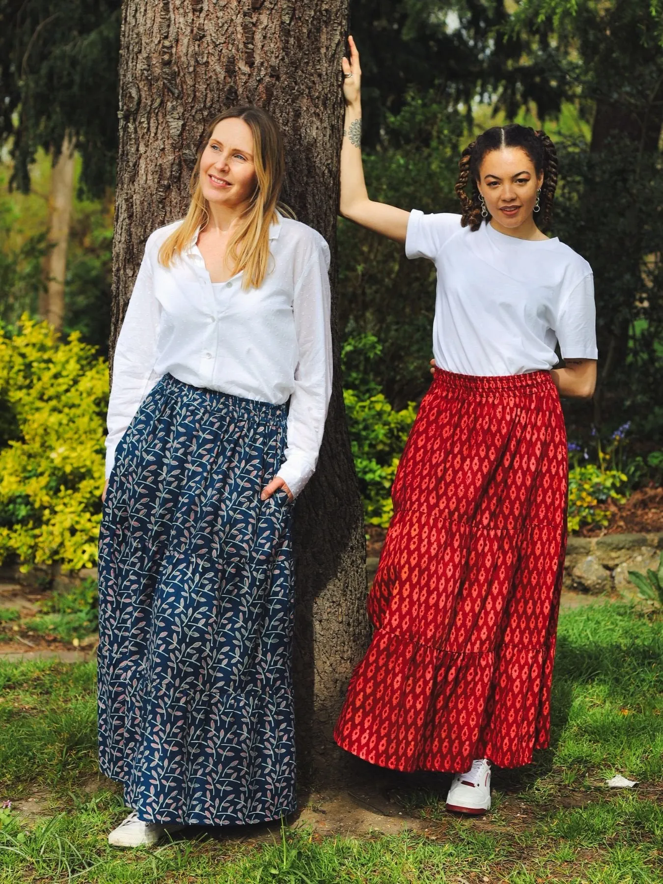 Indigo Organic Cotton Tiered Maxi Skirt