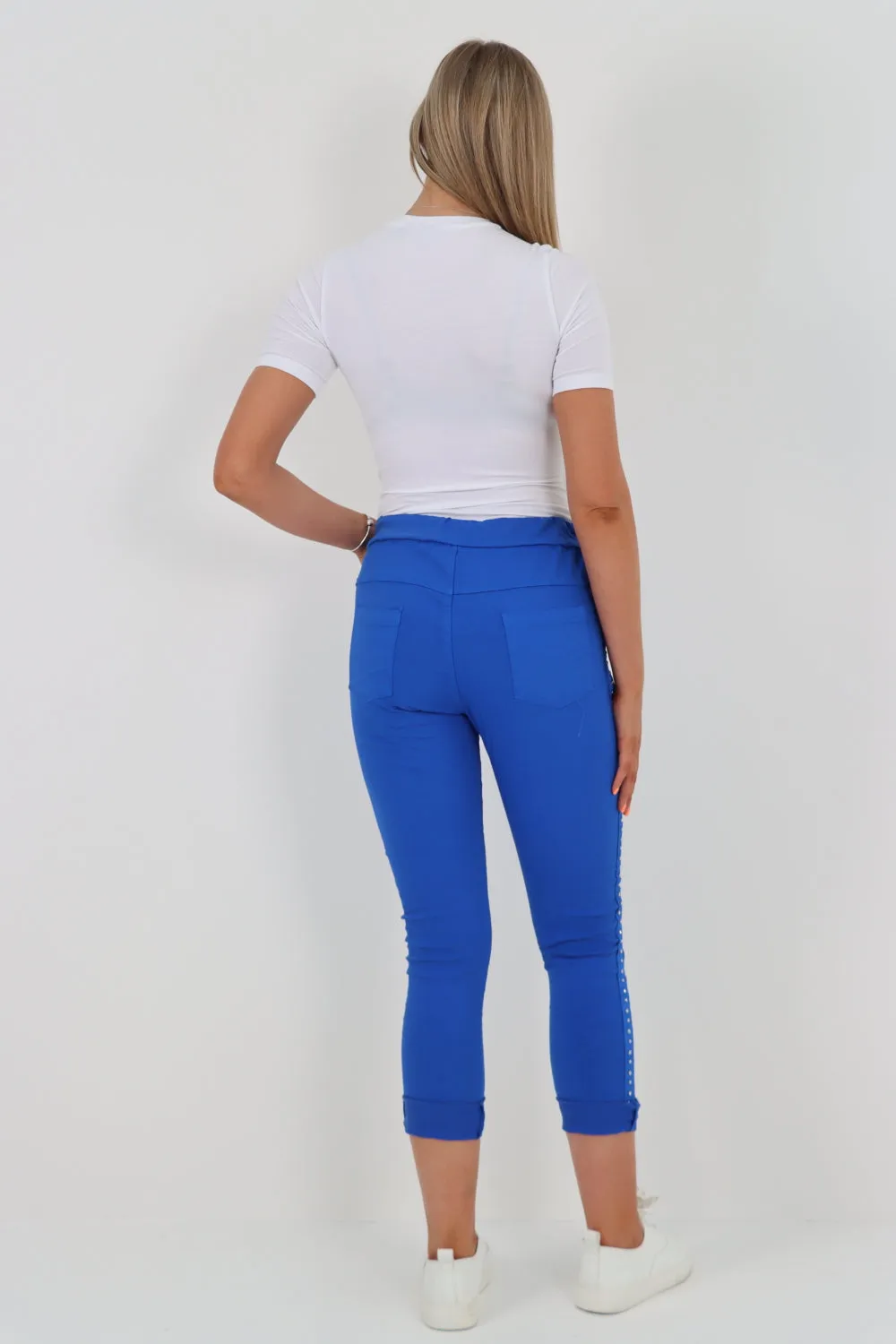 Italian Side Diamante Stud Detail Trousers