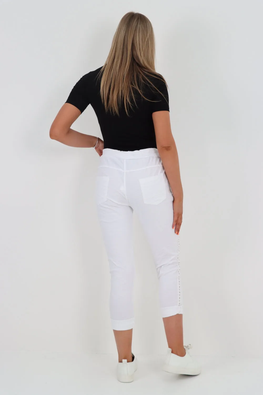Italian Side Diamante Stud Detail Trousers