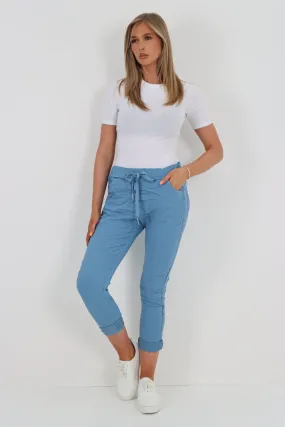 Italian Side Diamante Stud Detail Trousers