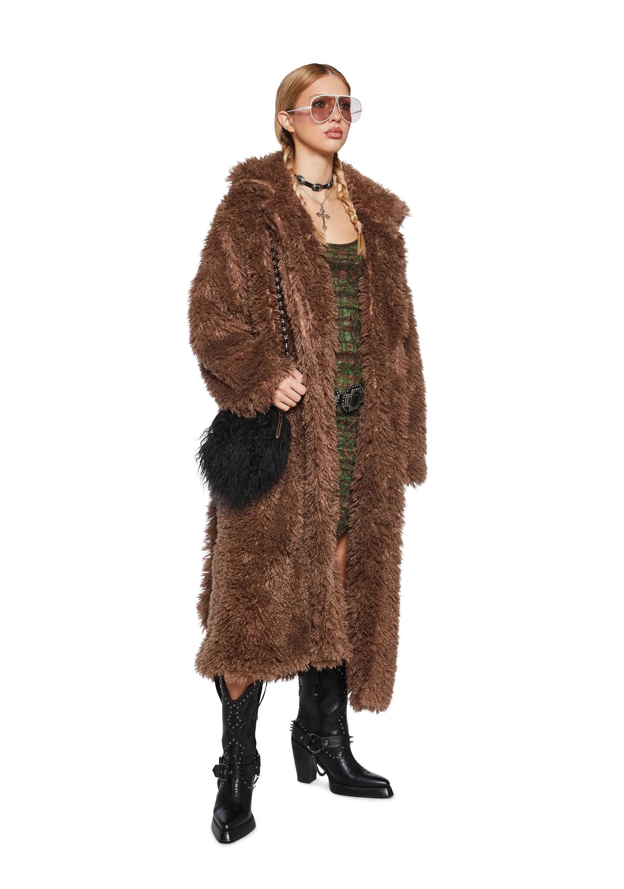 It’s All Happening Faux Fur Coat - Brown