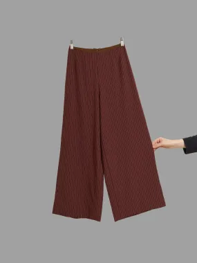 Jean Paul Gaultier Classique 1990s brown wool stripe wide leg trousers - approx S XS