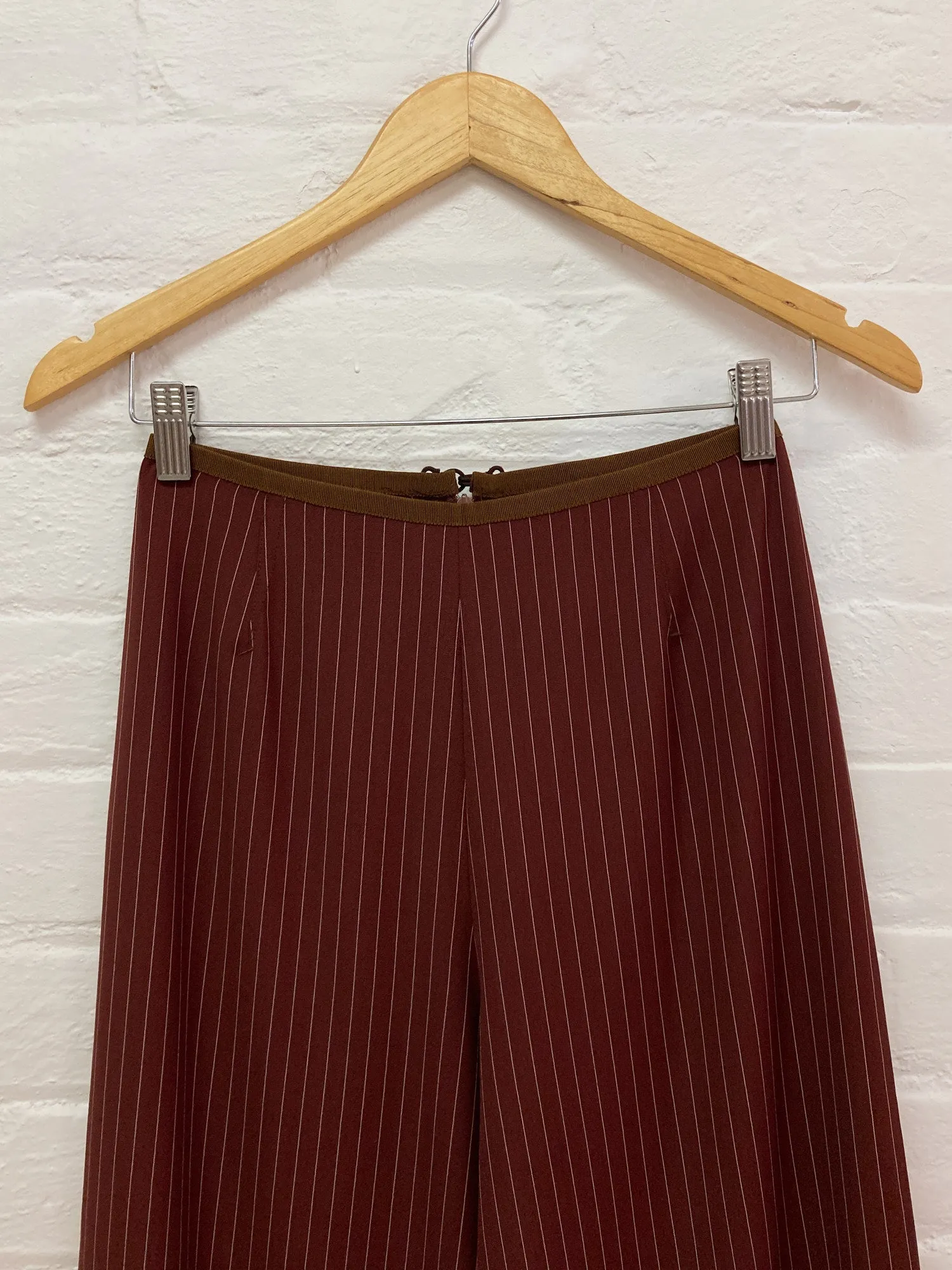 Jean Paul Gaultier Classique 1990s brown wool stripe wide leg trousers - approx S XS