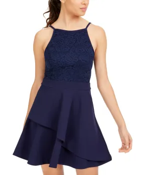 Juniors' Lace-Top Fit & Flare Dress