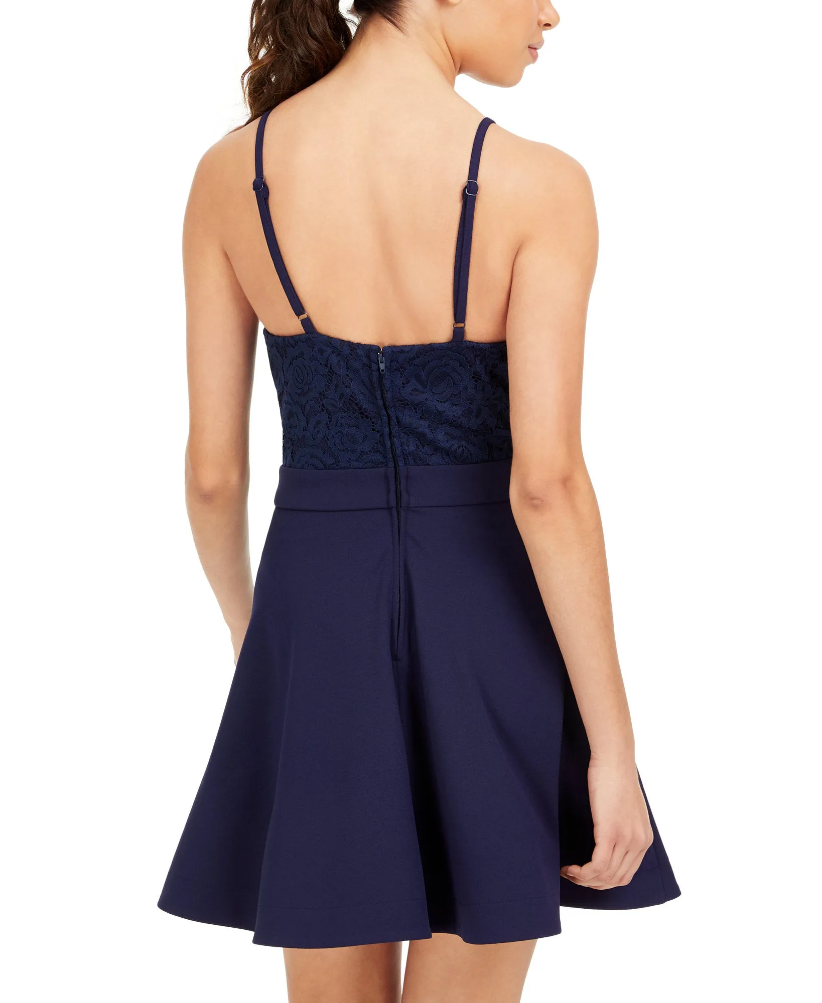 Juniors' Lace-Top Fit & Flare Dress
