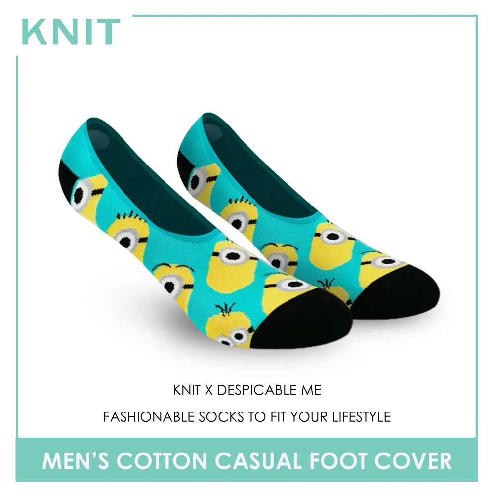 Knit Men's Minions Fashion Printed Cotton Light Performance Foot Cover 1 pair KMDMF9402