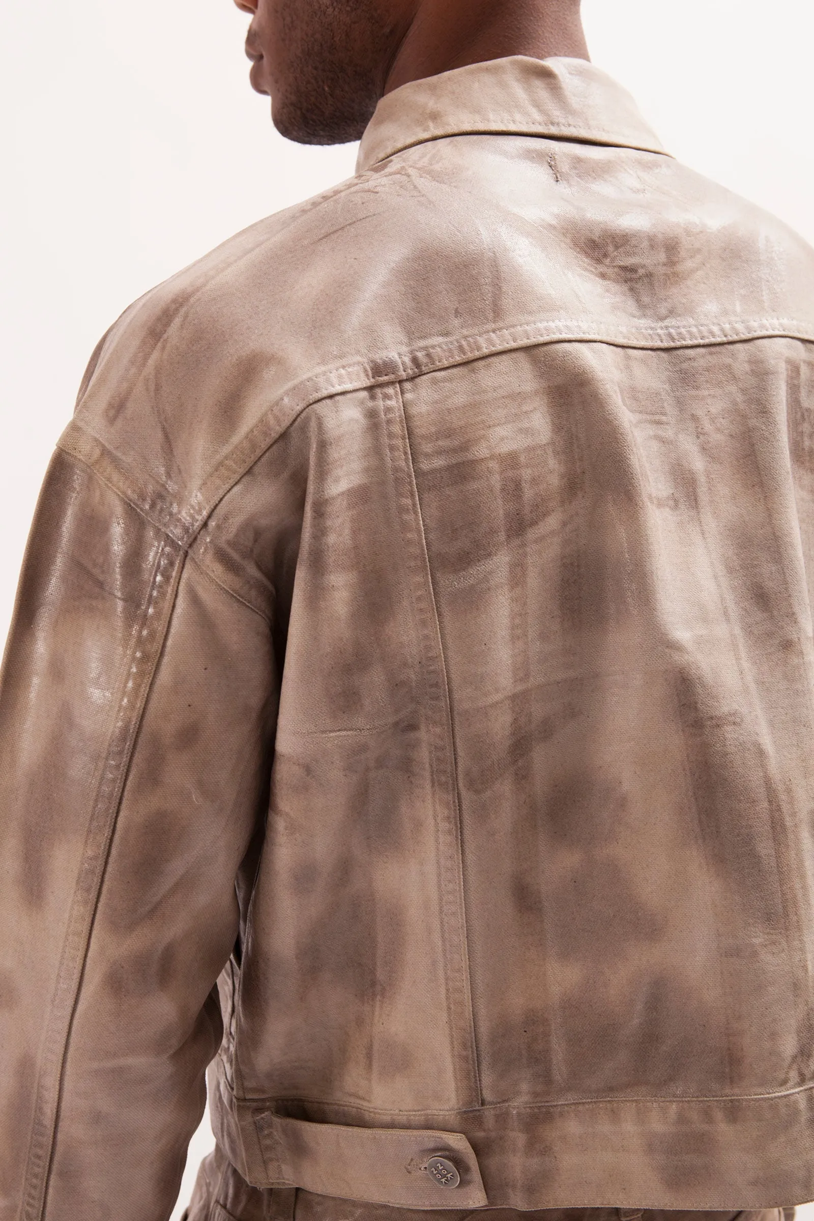 LA FAMA- GARMENT TIE DYE CANVAS LOOSE CROP TRUCKER JACKET