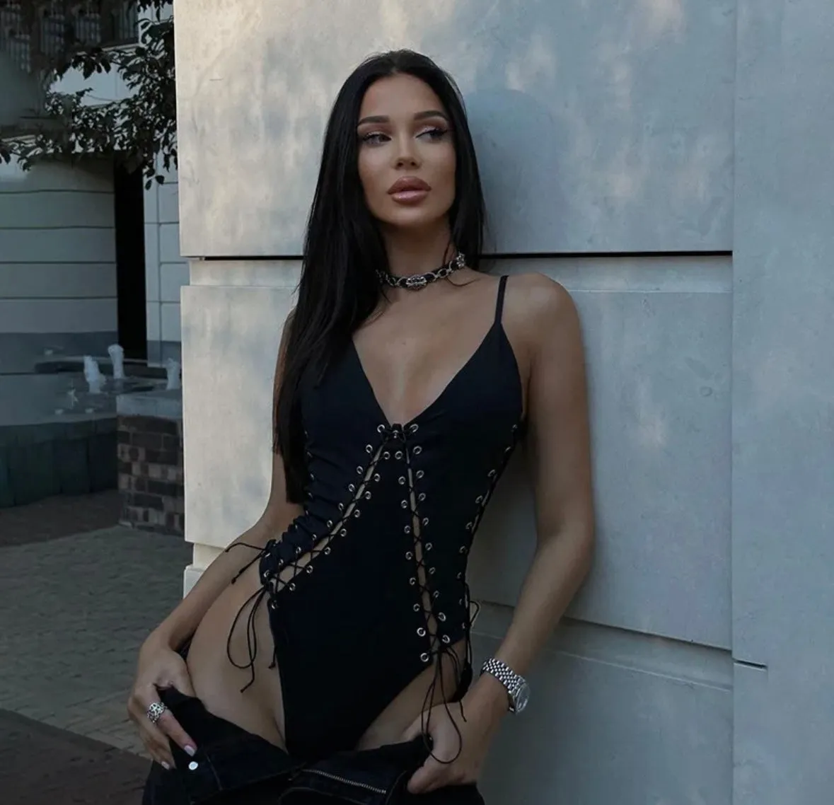 Laced up bodysuit