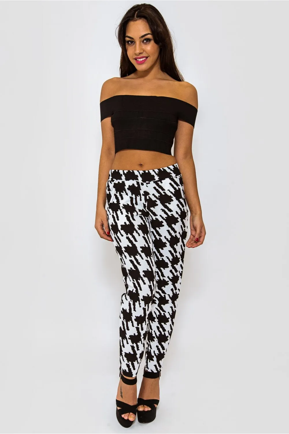 Maise Black Check Monochrome Trousers