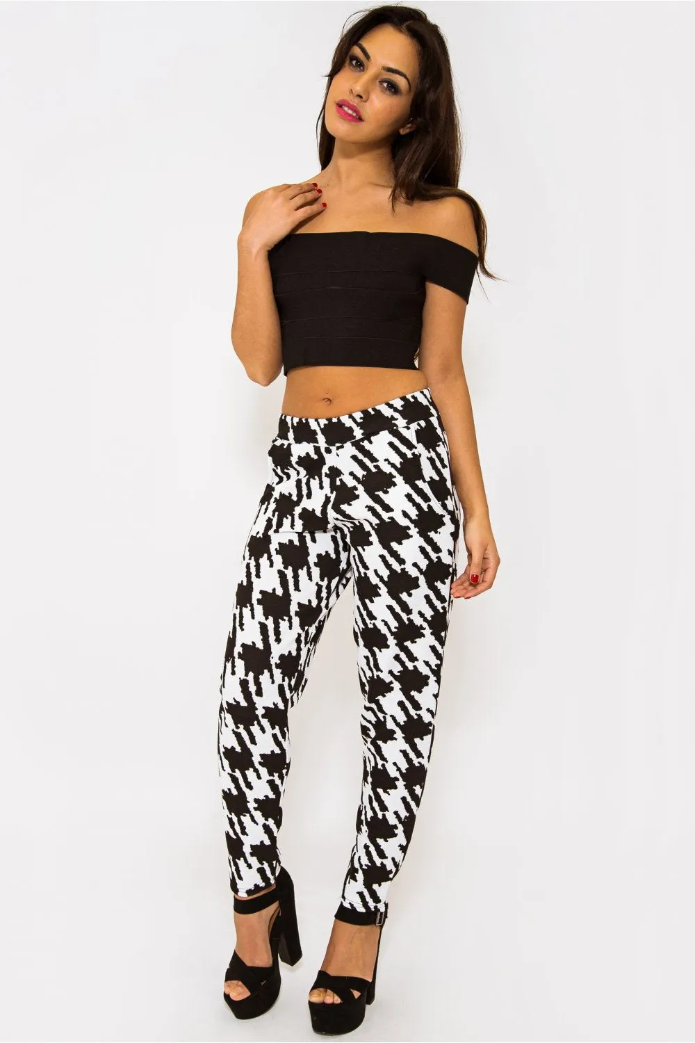 Maise Black Check Monochrome Trousers