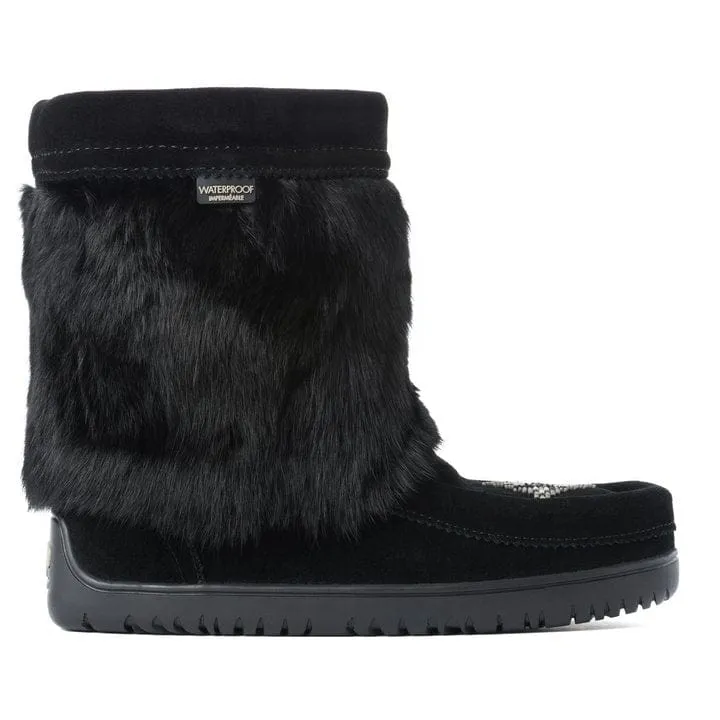 Manitobah Mukluks Suede Waterproof Half Mukluks- Black