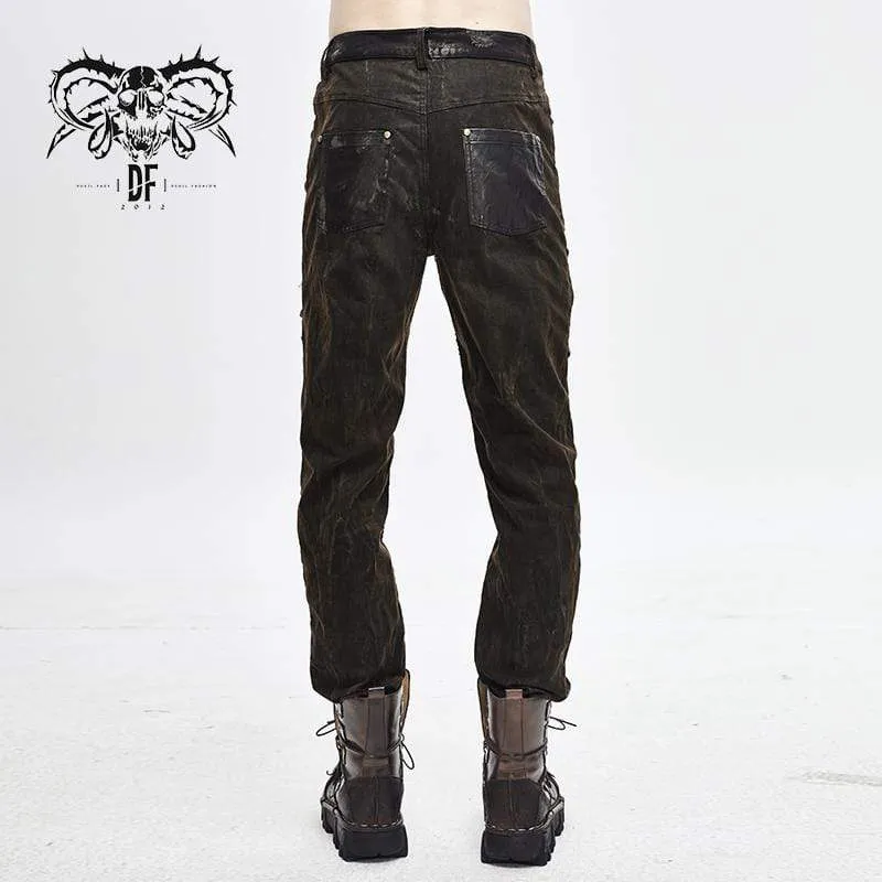 Men's Steampunk Mesh Rivets Eyelets Casual Trousers
