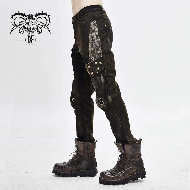 Men's Steampunk Mesh Rivets Eyelets Casual Trousers