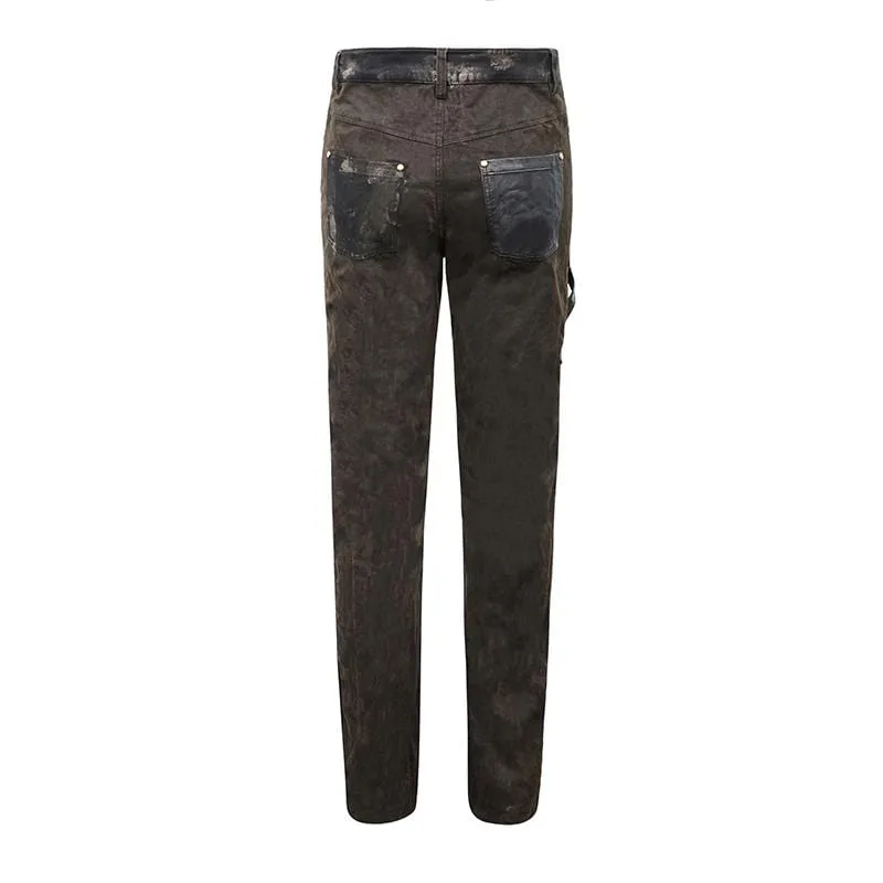 Men's Steampunk Mesh Rivets Eyelets Casual Trousers