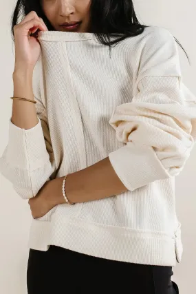 Mia Waffle Knit Top in Cream - FINAL SALE