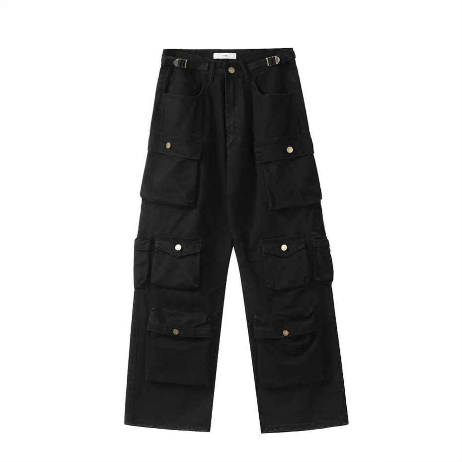Military Tactical Cargo Pants Plus Size Loose Streetwear Hip Hop Pants Harajuku Straight Casual Trousers