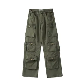 Military Tactical Cargo Pants Plus Size Loose Streetwear Hip Hop Pants Harajuku Straight Casual Trousers