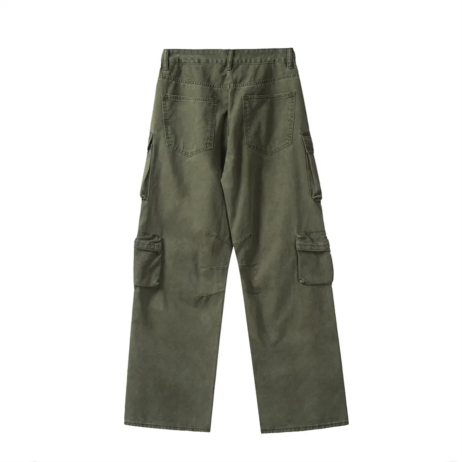 Military Tactical Cargo Pants Plus Size Loose Streetwear Hip Hop Pants Harajuku Straight Casual Trousers