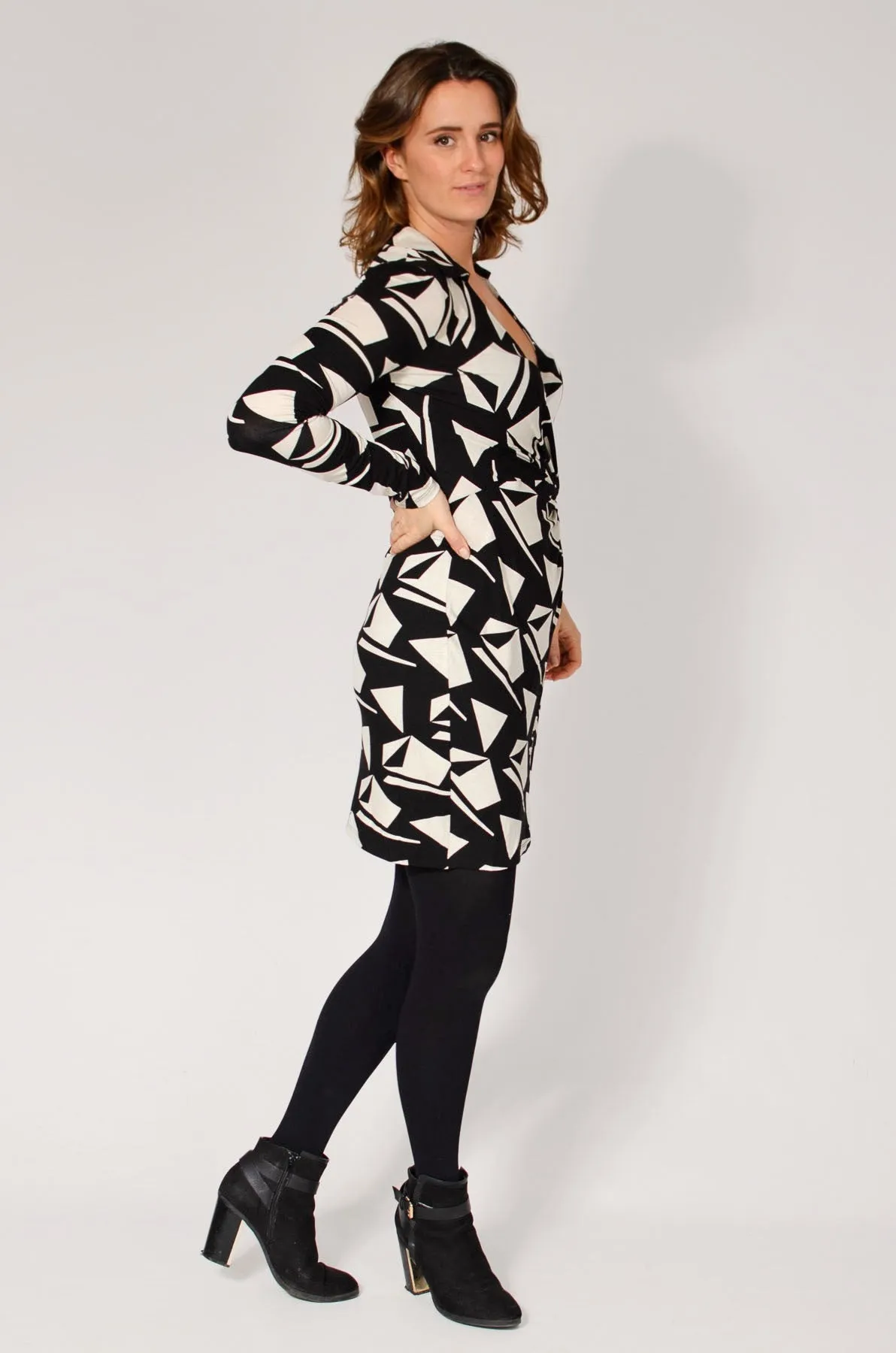 Monochrome Bodycon Wrap Dress