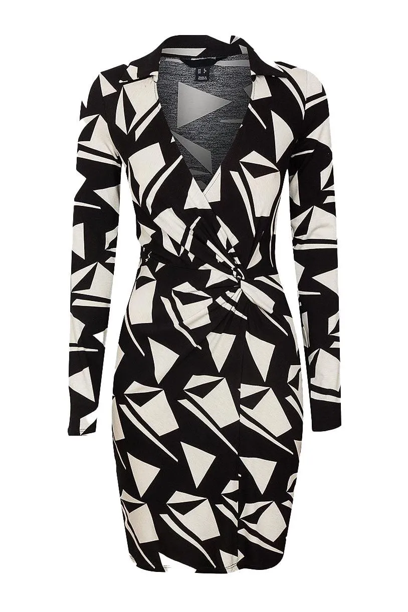 Monochrome Bodycon Wrap Dress