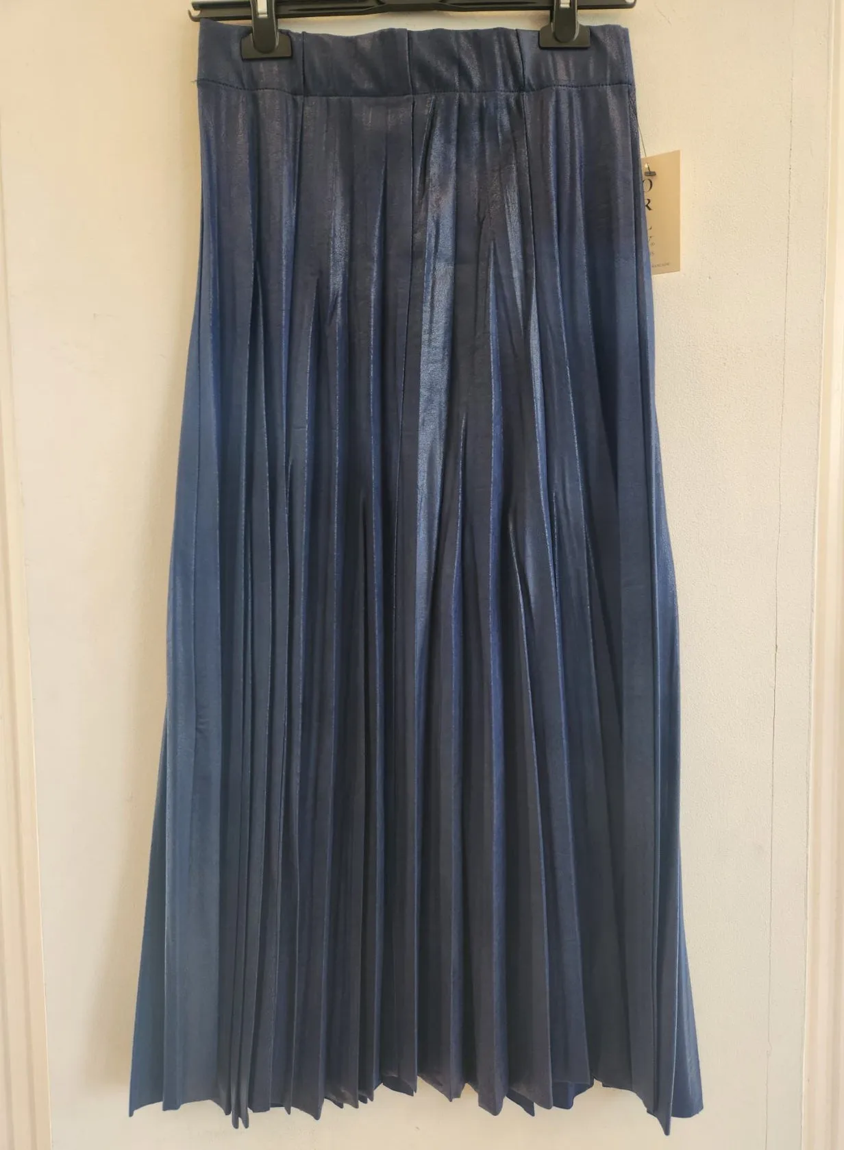 Orly Navy Leather Maxi Skirt
