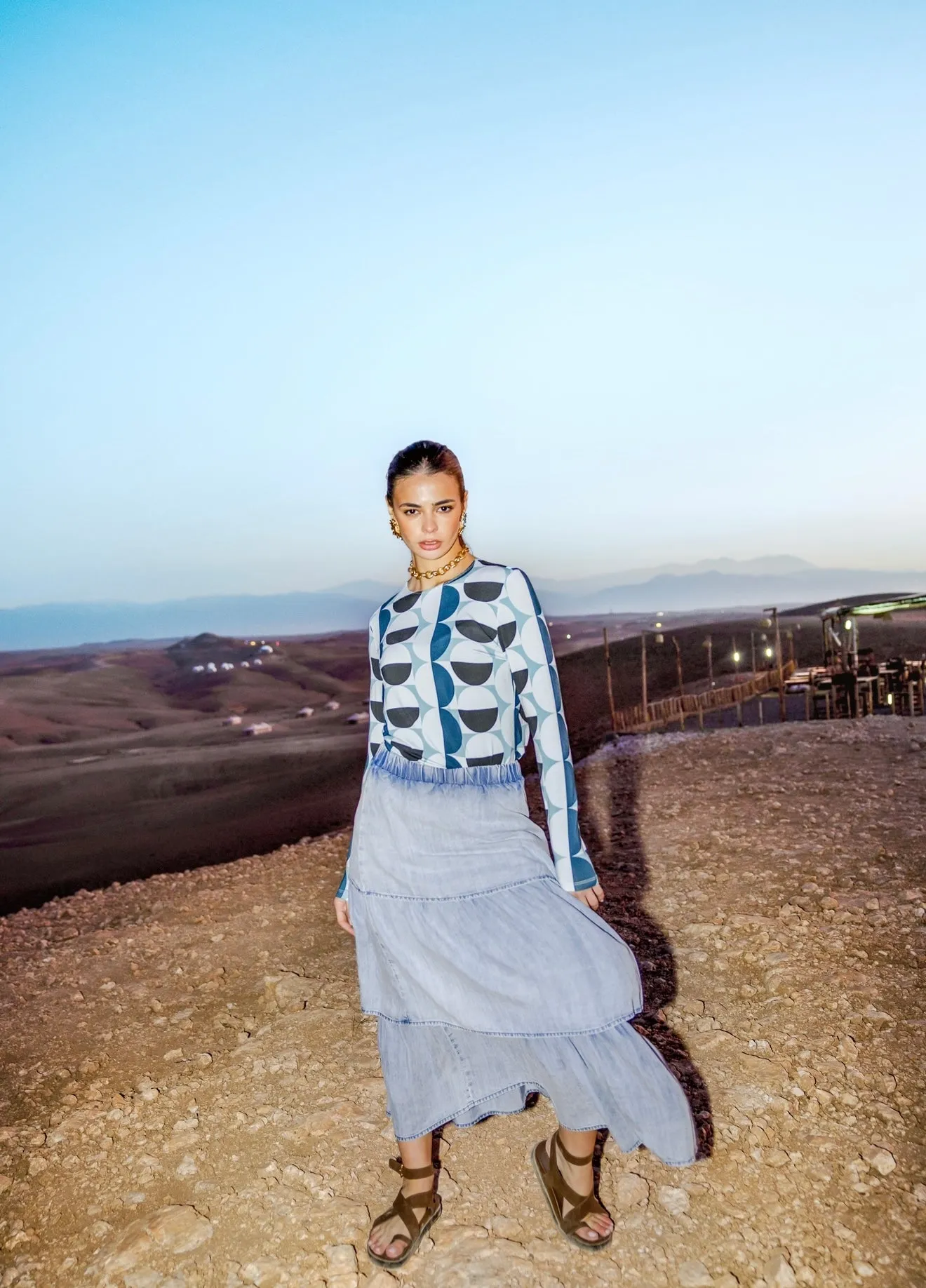 Pashmina Denim Layered Skirt