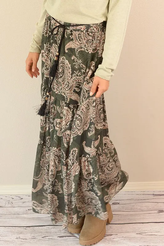 Peri Paisley Midi Skirt