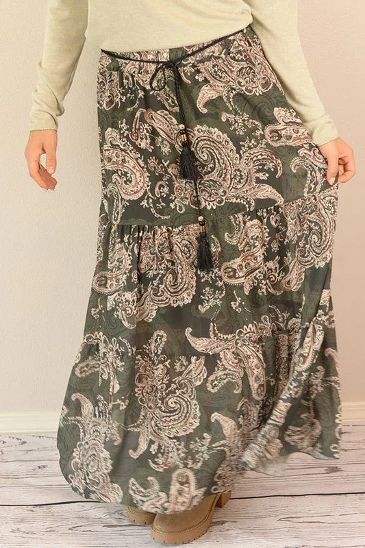 Peri Paisley Midi Skirt