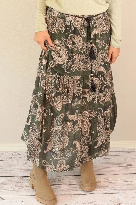 Peri Paisley Midi Skirt
