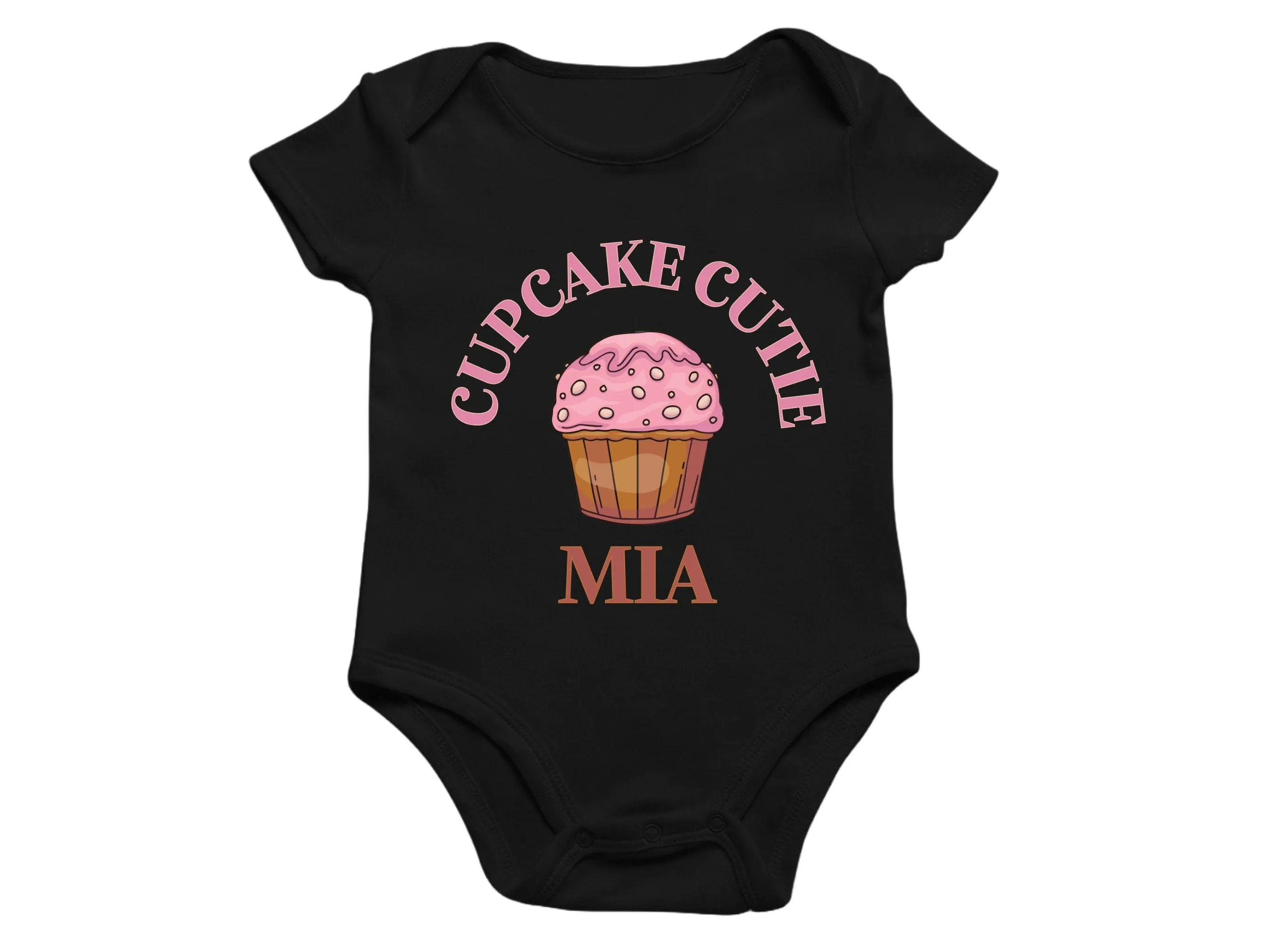 Personalized Name Cupcake Cute Birthday Bodysuit Gift for Baby Girls