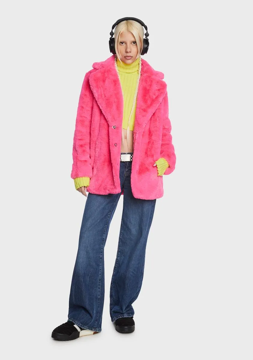 Pink Hendrix Faux Fur Coat