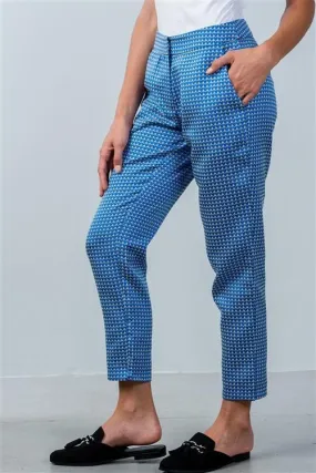 Pixie Blue Print Ankle Chino Pants