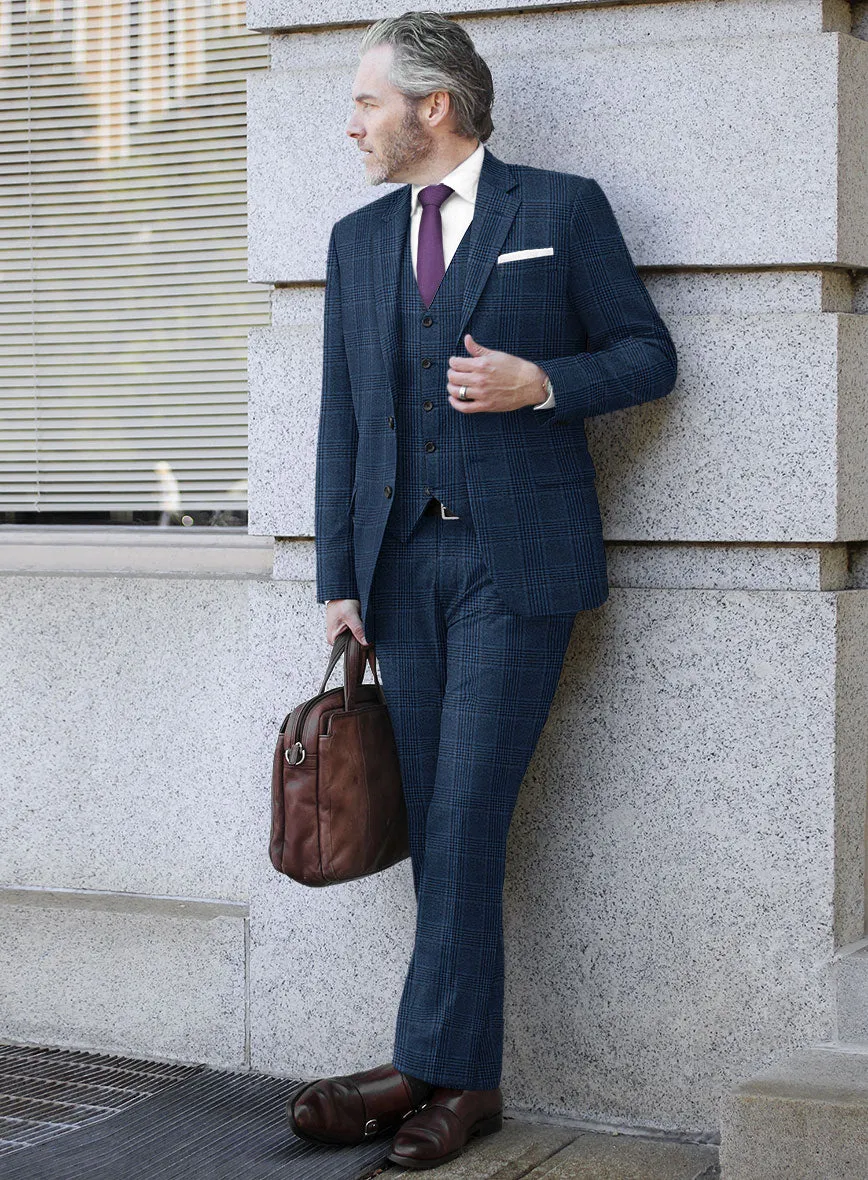 Reda Marine Blue Checks Wool Suit