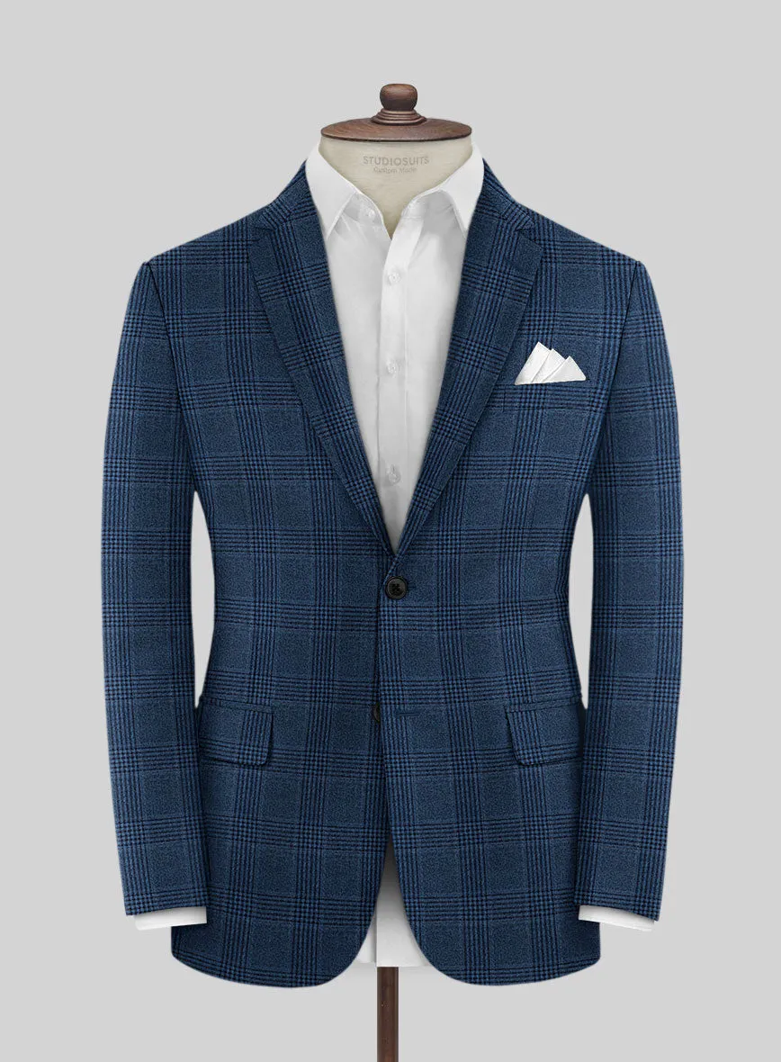 Reda Marine Blue Checks Wool Suit