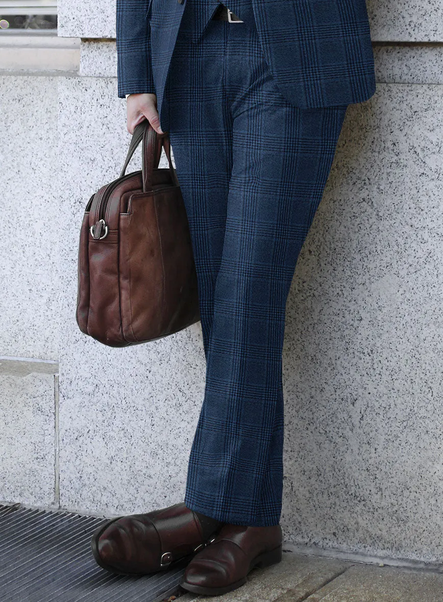 Reda Marine Blue Checks Wool Suit