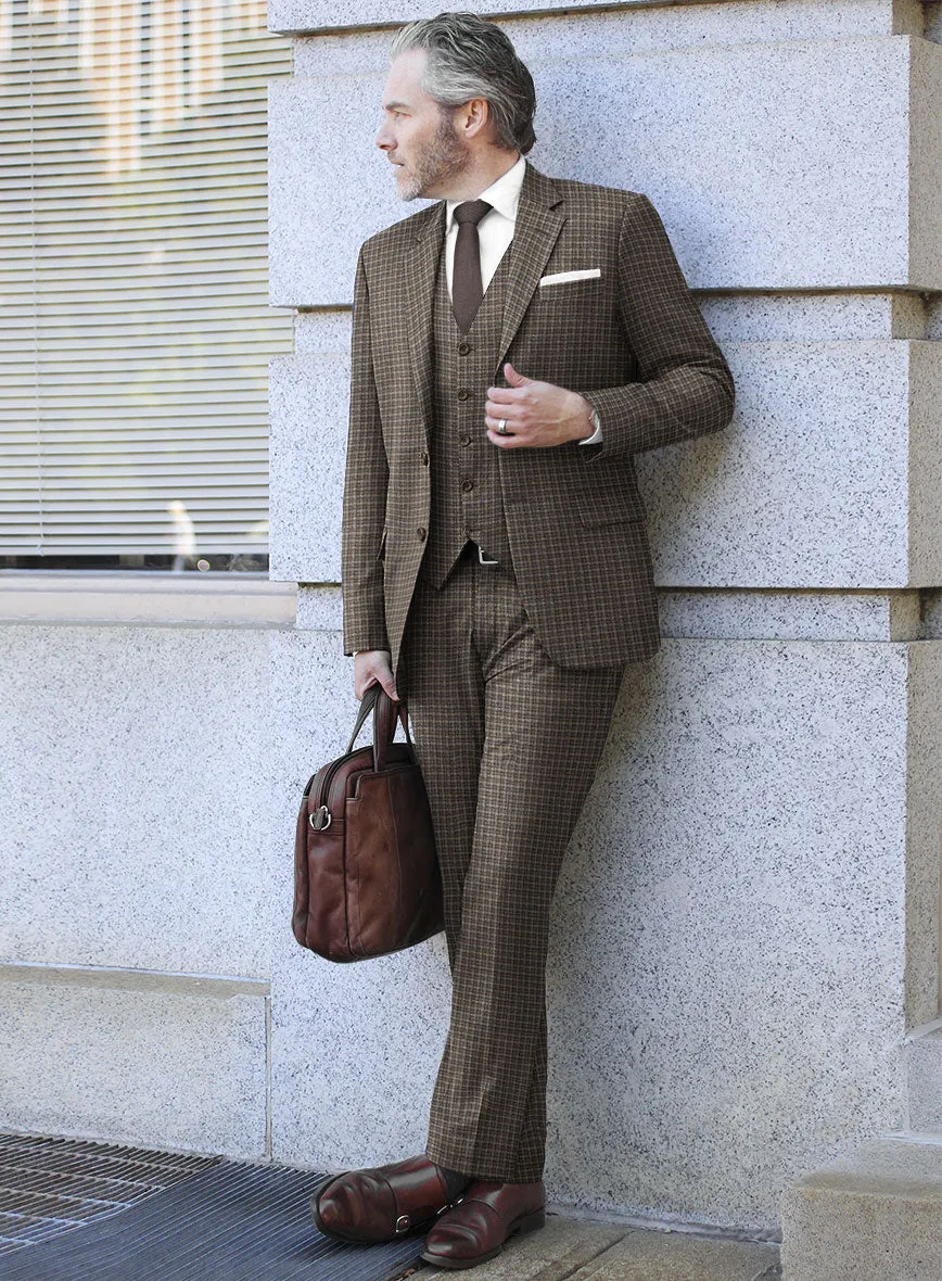 Reda Toli Brown Checks Wool Suit