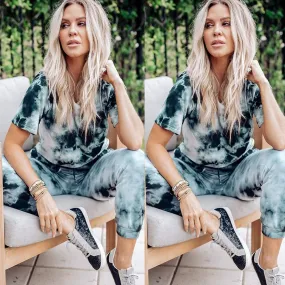 short sleeve tie-dye printed household clothing sport suit