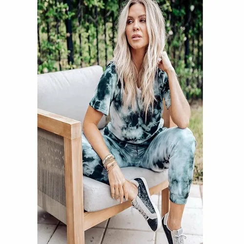 short sleeve tie-dye printed household clothing sport suit