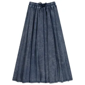 skirt maxi zig zag stitch - navy wash