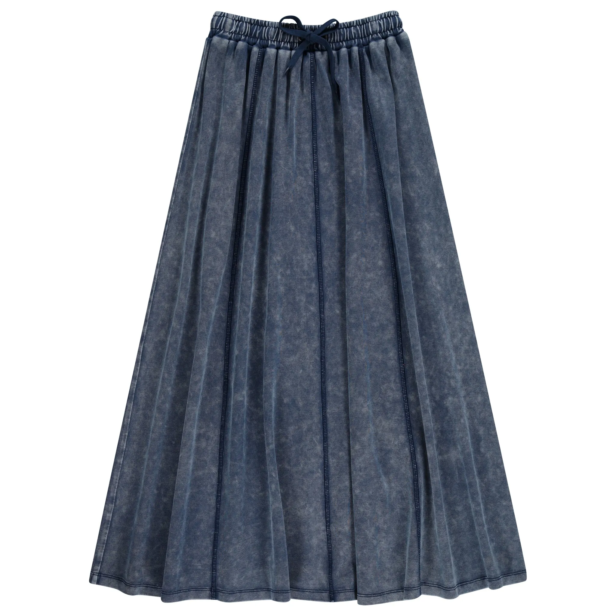 skirt maxi zig zag stitch - navy wash